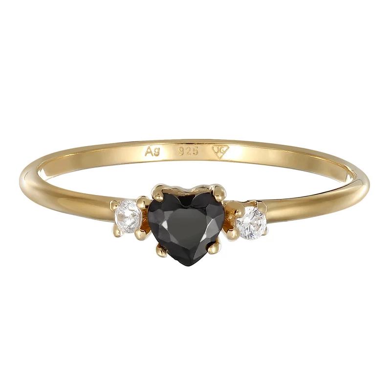 Ring Herz | Zirkonia (Schwarz)