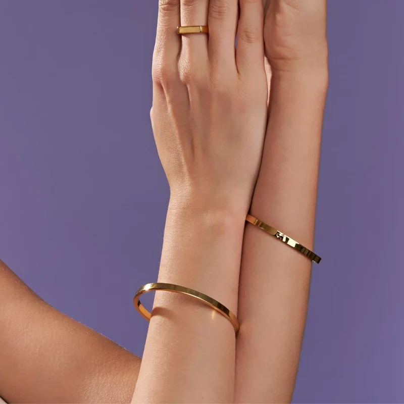 Timeless Gravur Armreif 14K Vergoldet