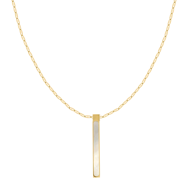 Perlmutt Gravur Kette 14K Vergoldet