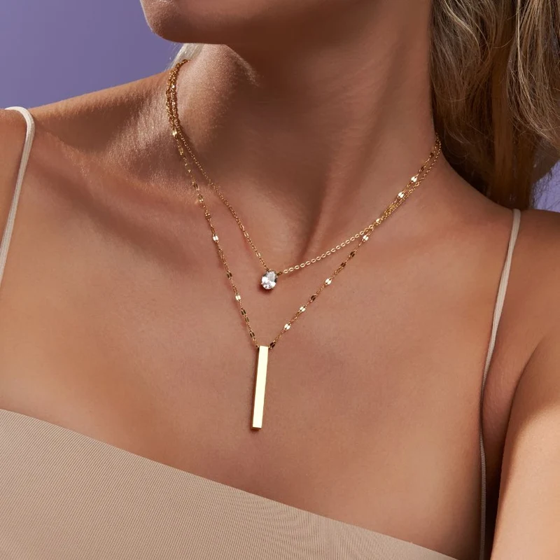 Perlmutt Gravur Kette 14K Vergoldet