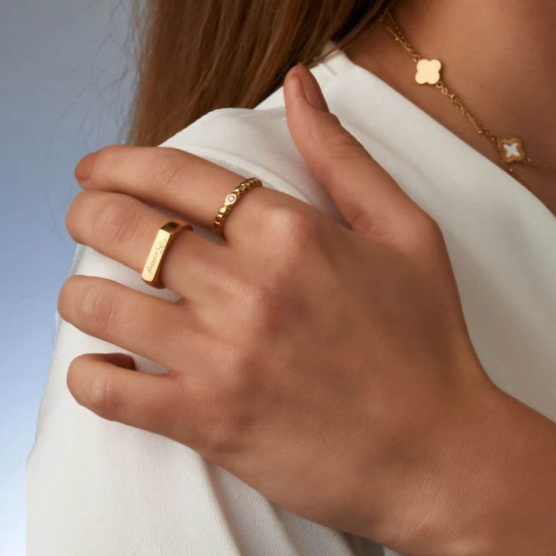 Simple Gravur Ring 18K Vergoldet