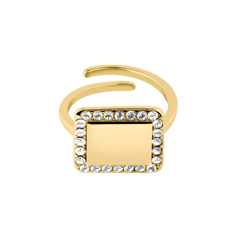 Pave Gravur Ring 14K Vergoldet