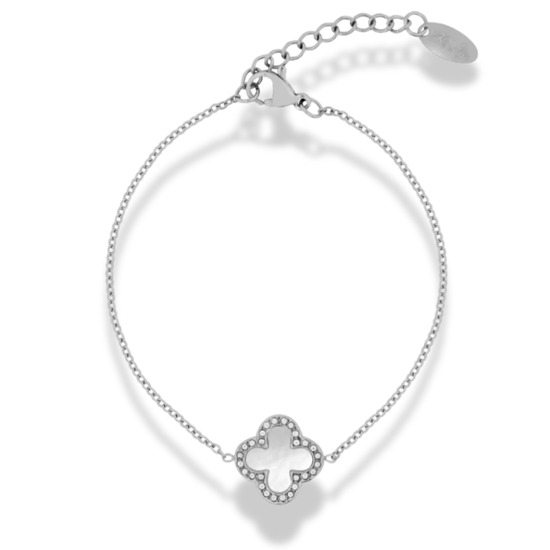 Pave Perlmutt Lucky Leaf Armband 14K Vergoldet