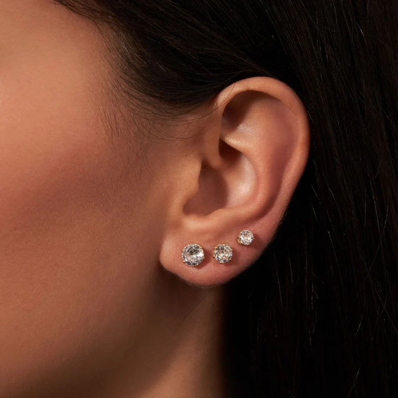 Round Dainty Ohrstecker Set 18K Vergoldet