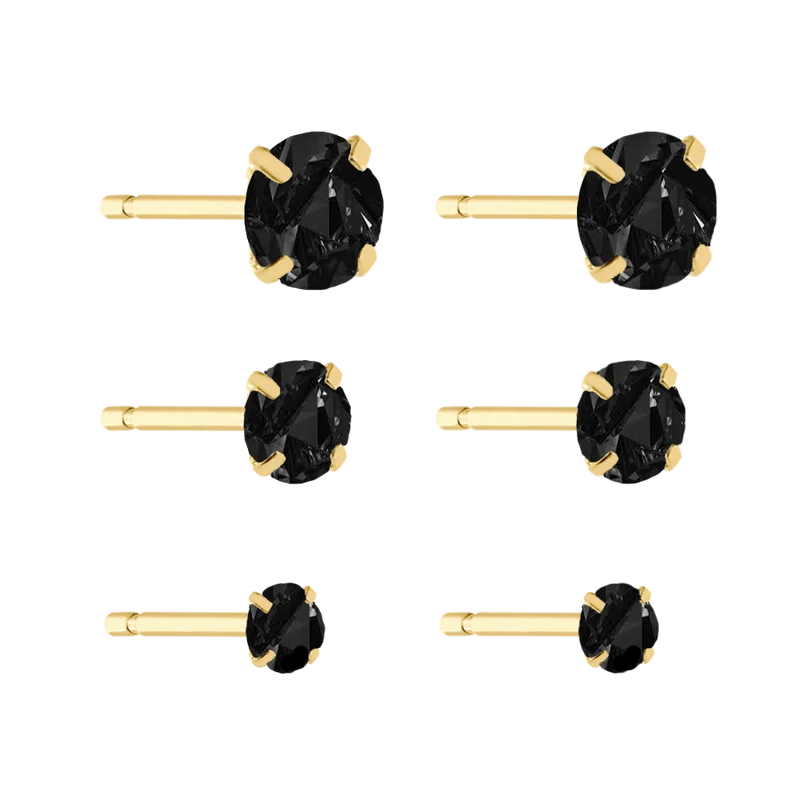 Round Dainty Ohrstecker Set 18K Vergoldet