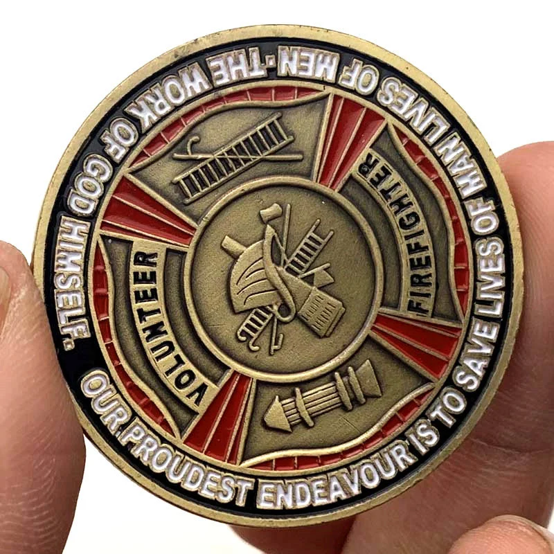Vergoldete Vintage-Feuerwehr-Gedenkmedaille