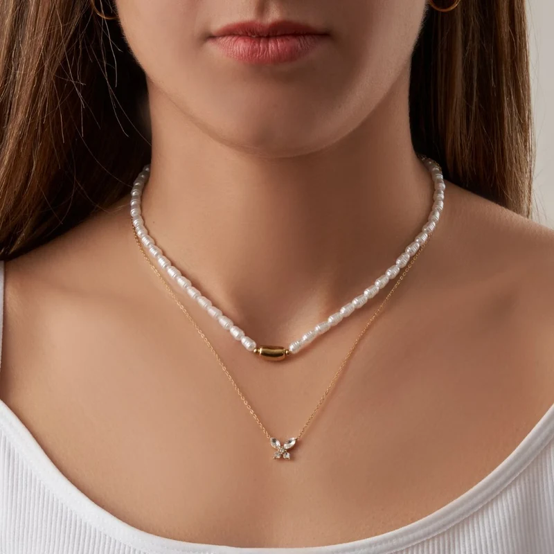 Abbaddon Pearl Bead Kette 14K Vergoldet
