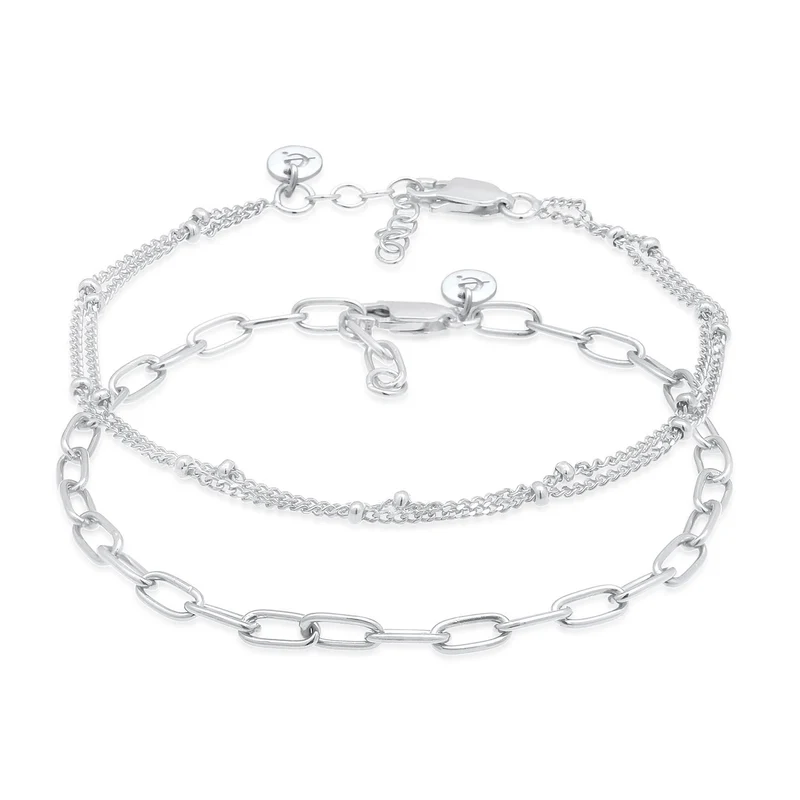 2er Set Layer Kugelkette Basic Trend 925 Silber