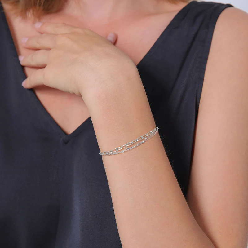 2er Set Layer Kugelkette Basic Trend 925 Silber