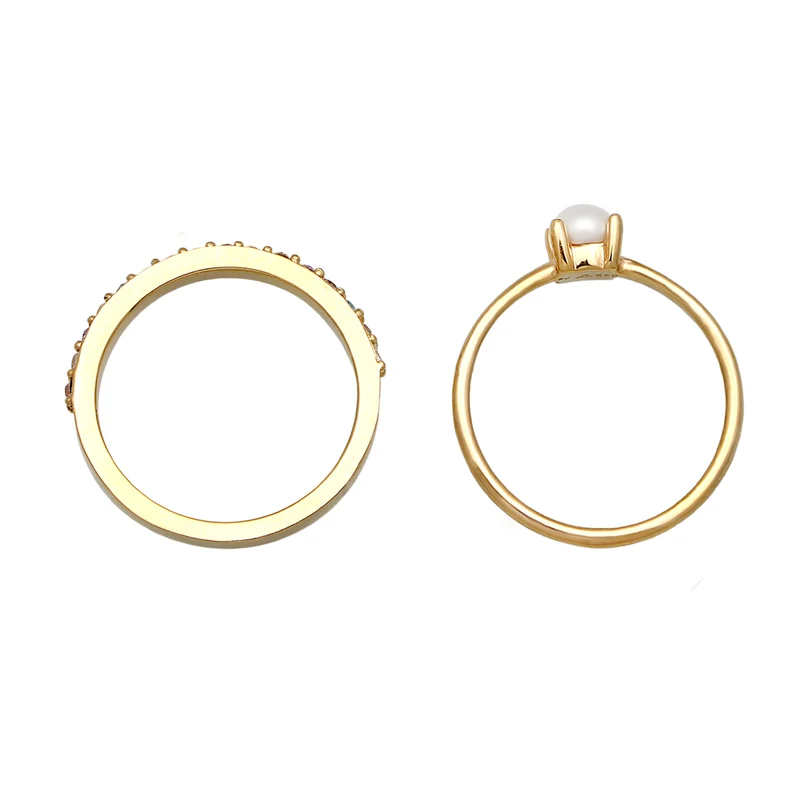 Ringset | Glaskristalle (Bunt) & Süßwasserzuchtperle
