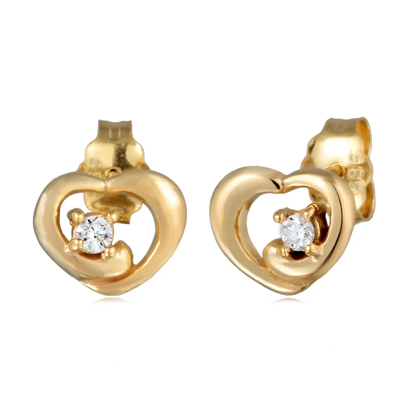 Ohrstecker Herz | Diamant (Weiß, 0.012 ct)