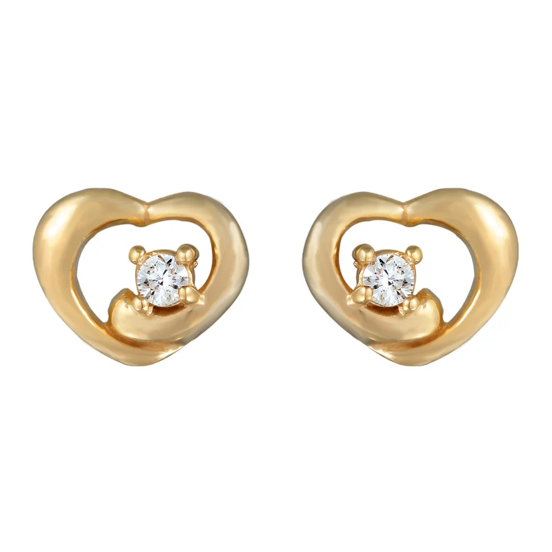 Ohrstecker Herz | Diamant (Weiß, 0.012 ct)