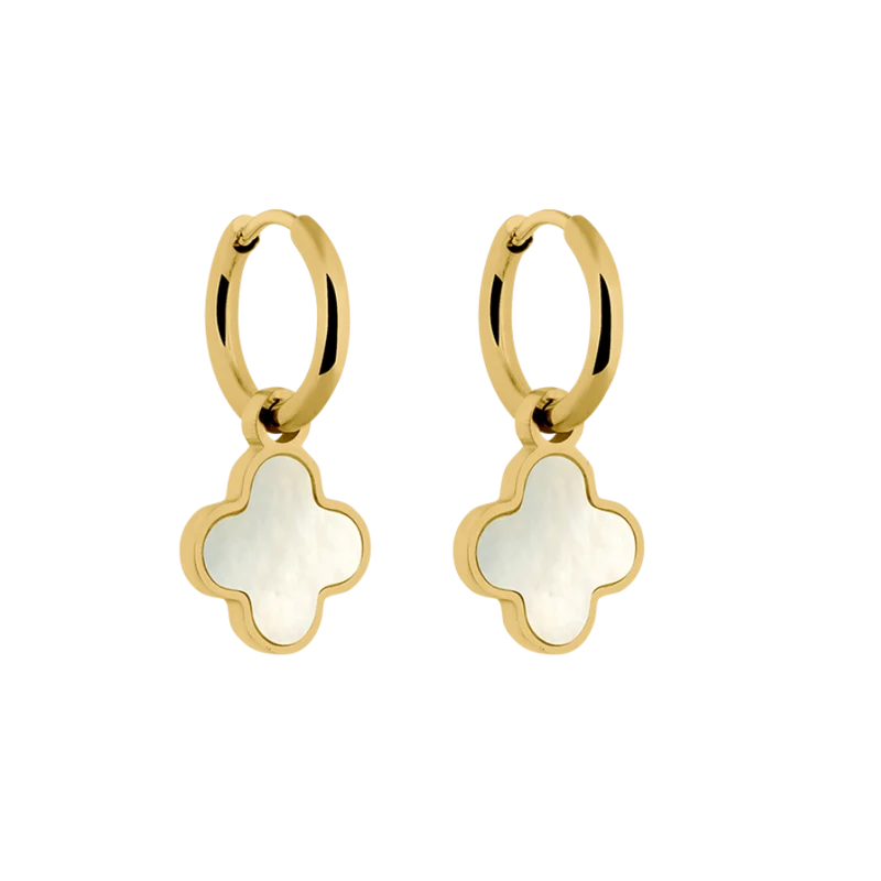 Perlmutt Lucky Leaf Ohrringe 14K Vergoldet