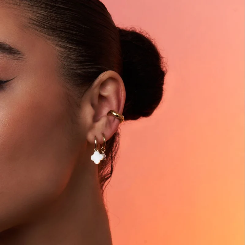 Perlmutt Lucky Leaf Ohrringe 14K Vergoldet