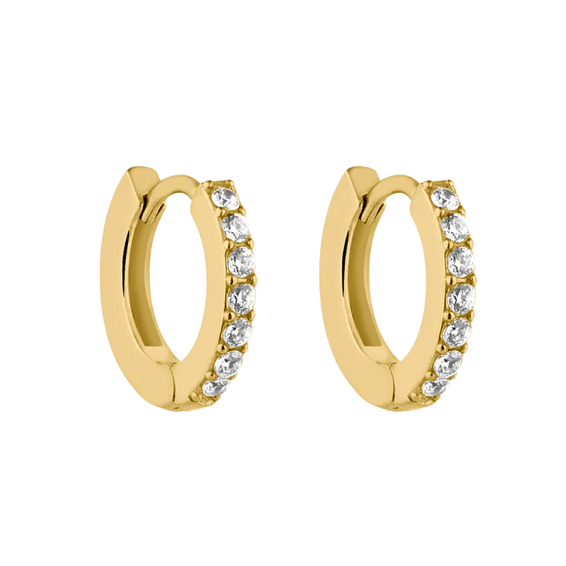 Mini Pave Edelstahl Huggie Ohrringe