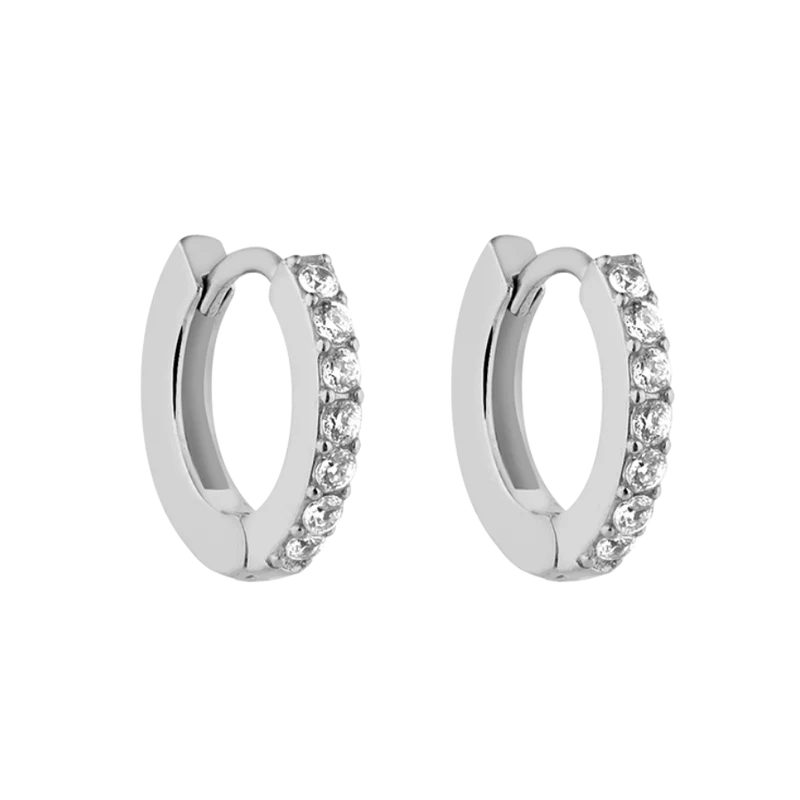Mini Pave Edelstahl Huggie Ohrringe