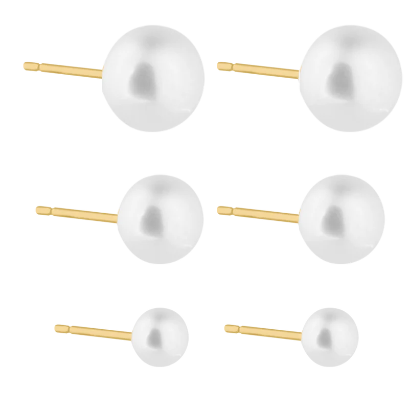 Simple Pearl Ohrstecker Set 18K Vergoldet
