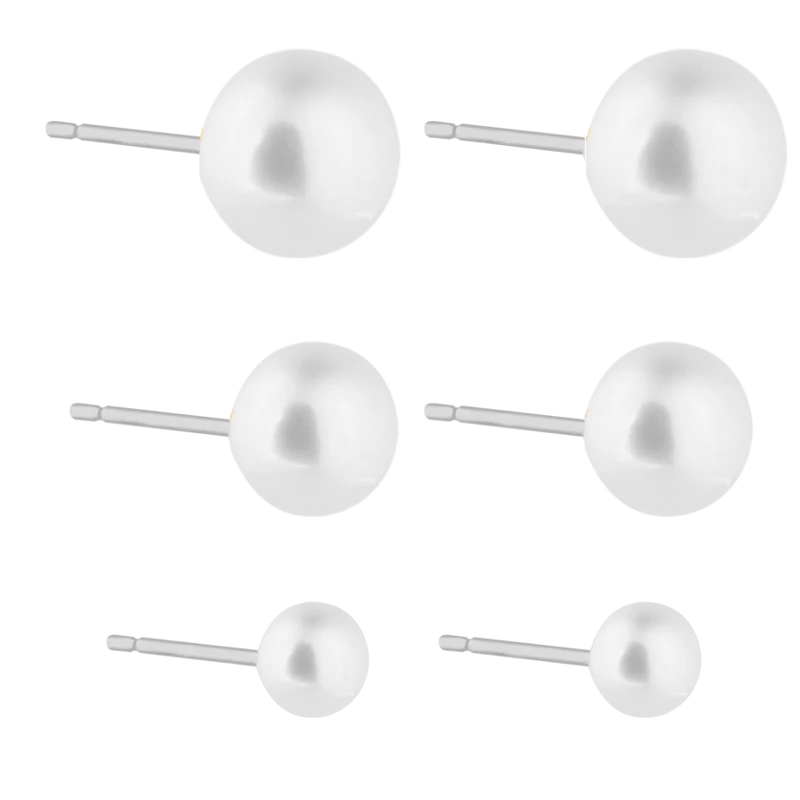 Simple Pearl Ohrstecker Set 18K Vergoldet