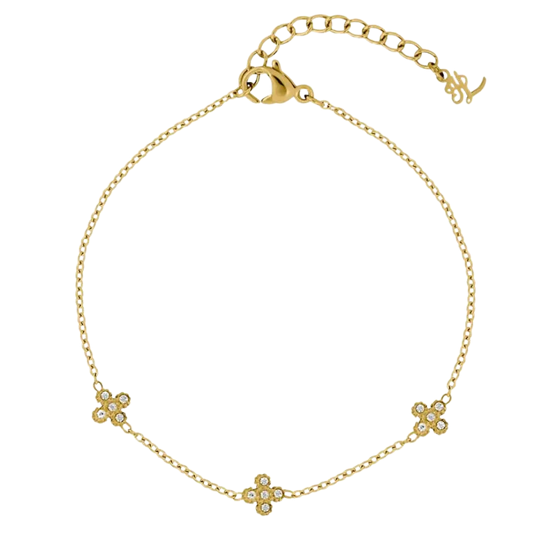 Pave Flower Armband 14K Vergoldet