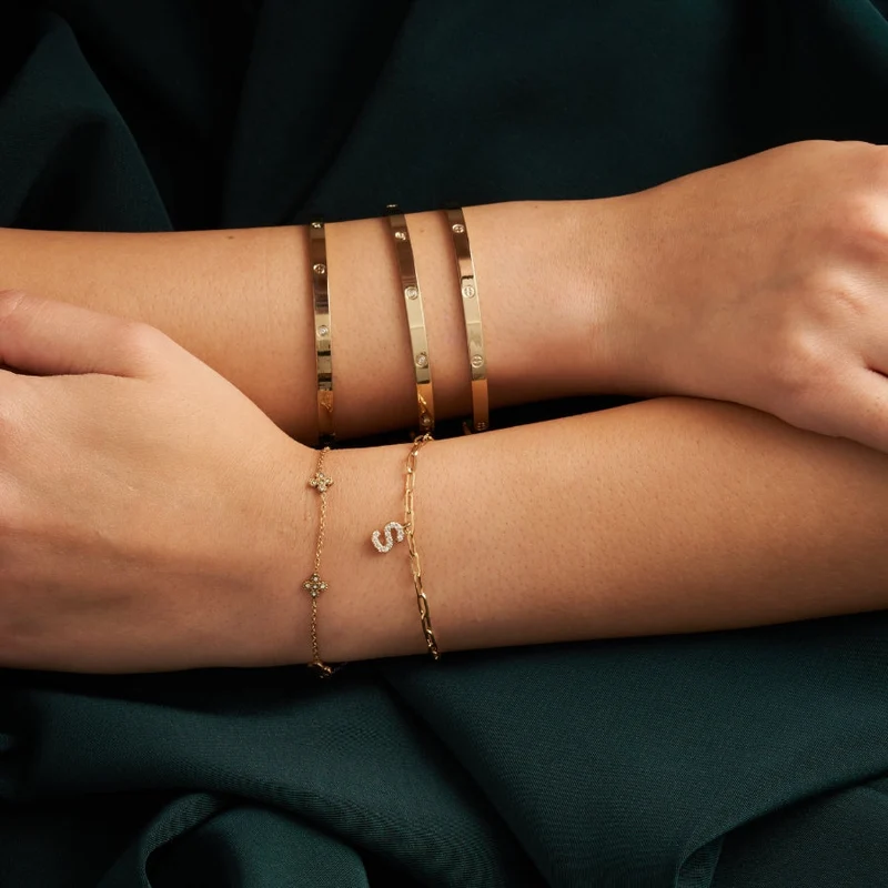 Pave Flower Armband 14K Vergoldet