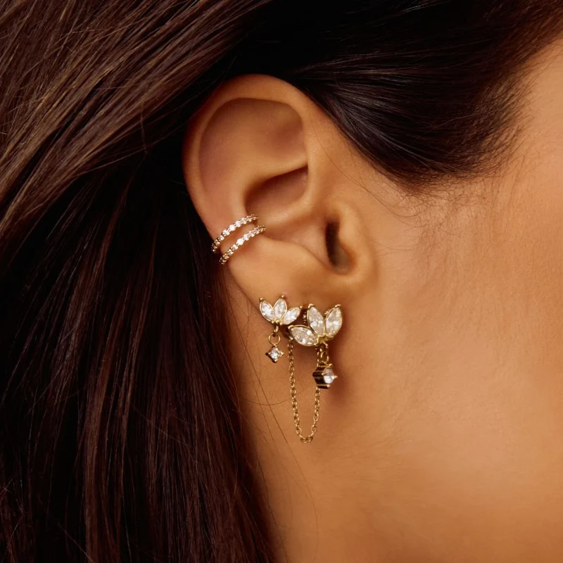 Double Line Earcuff 14K Vergoldet