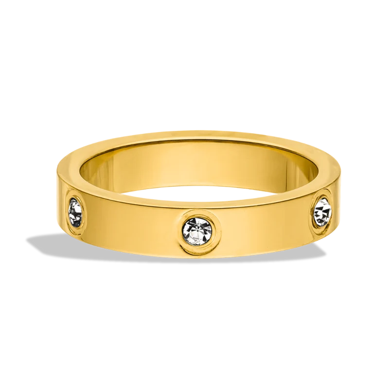 Deluxe Timeless Stone Ring 14 Karat vergoldet