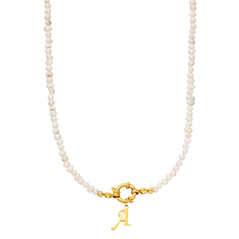 Initial Pearl Kette 14K Vergoldet