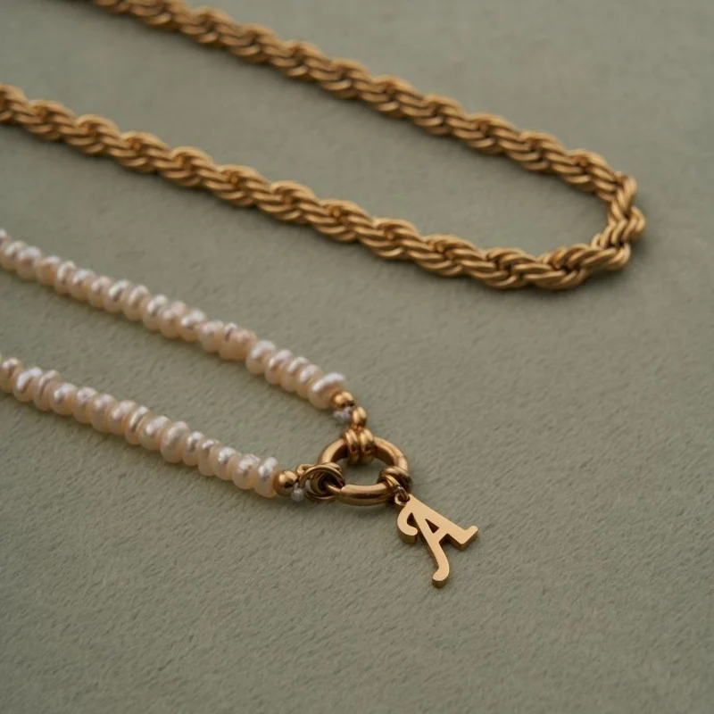 Initial Pearl Kette 14K Vergoldet