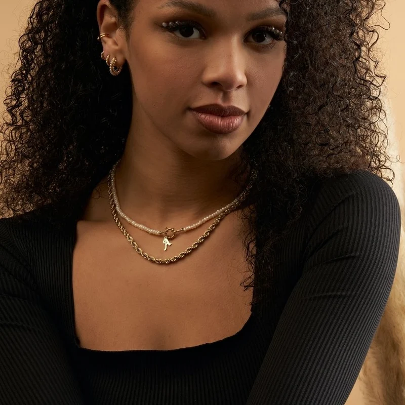 Initial Pearl Kette 14K Vergoldet