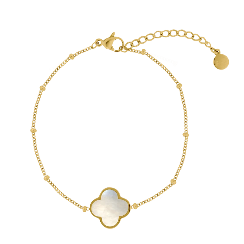Perlmutt Lucky Leaf Armband 14K Vergoldet