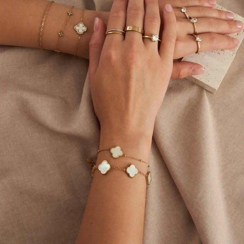 Perlmutt Lucky Leaf Armband 14K Vergoldet