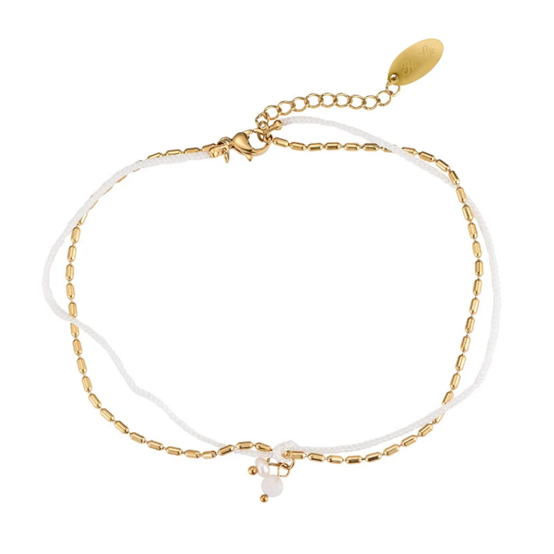 Sweet Life White Anklet 14K Vergoldet
