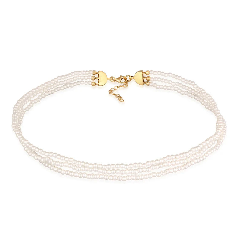 Choker Trend 3-lagig | Synth. Perlen