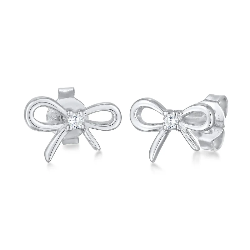 Ohrstecker Schleife | Zirkonia (Weiß)