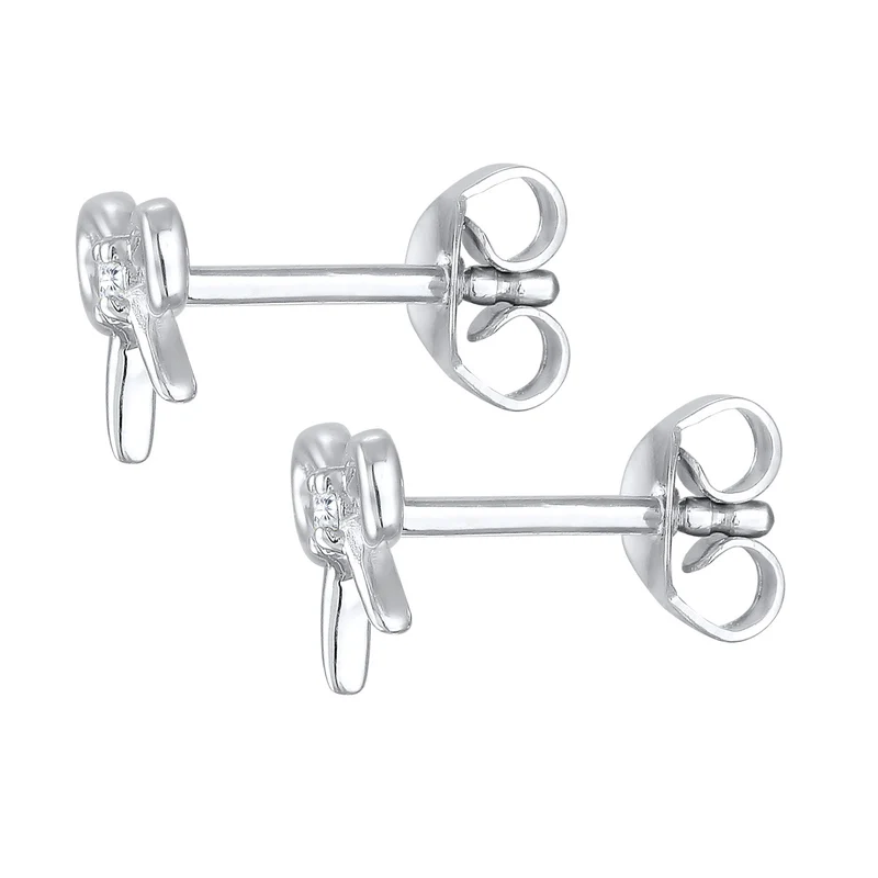 Ohrstecker Schleife | Zirkonia (Weiß)