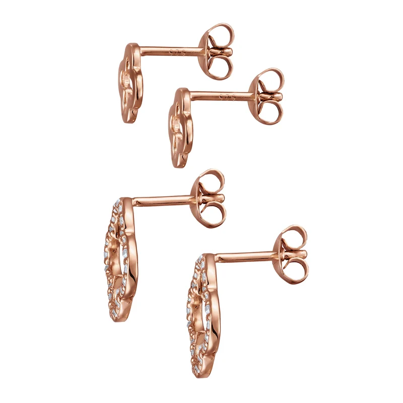 Ohrstecker Set Kleeblatt | Zirkonia (Weiß)
