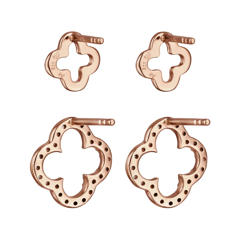 Ohrstecker Set Kleeblatt | Zirkonia (Weiß)