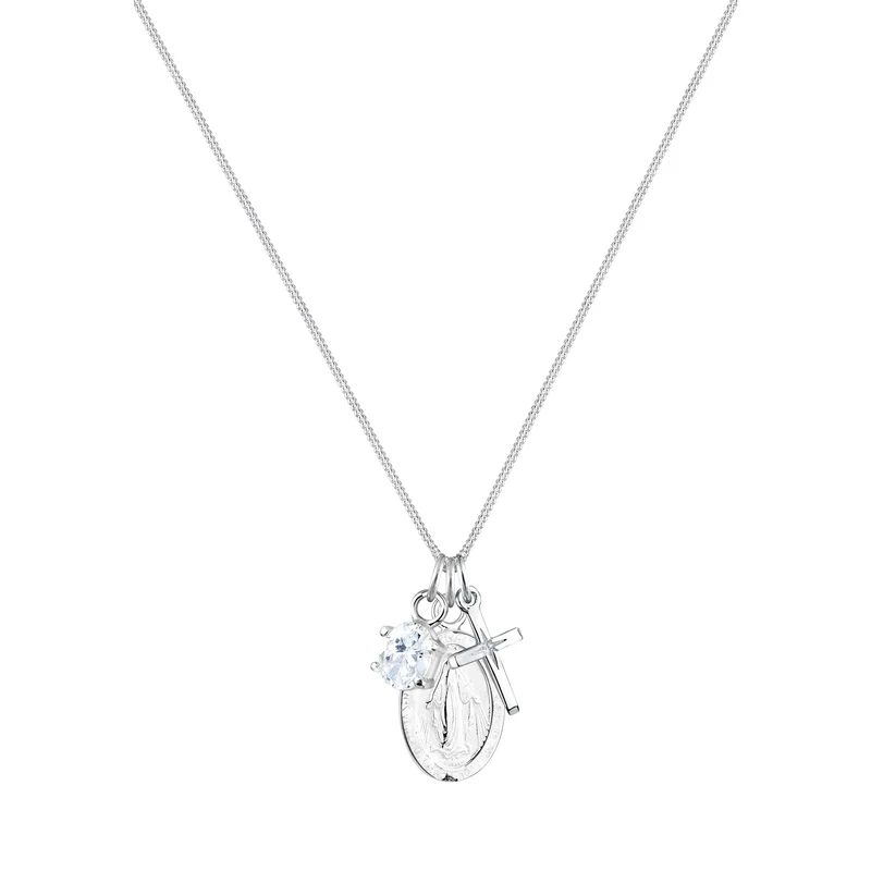 Halskette Kreuz | Zirkonia (Weiß)