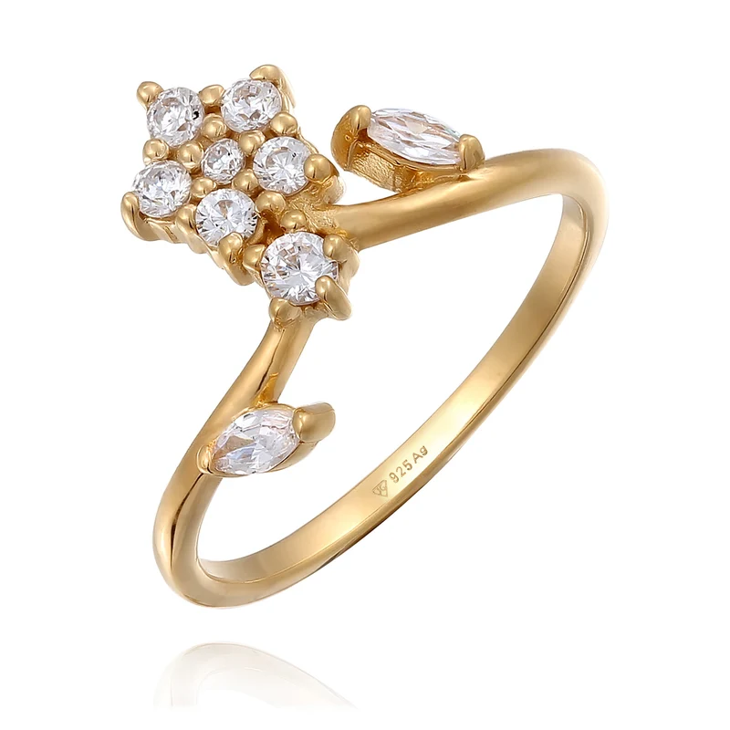 Statement Ring Blume | Zirkonia (Weiß)