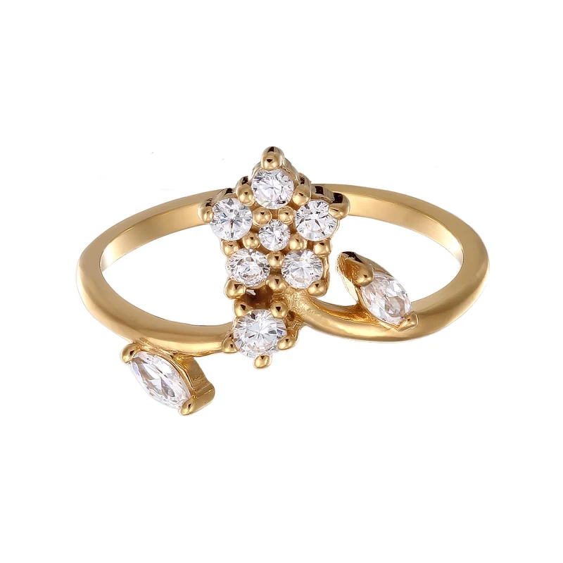 Statement Ring Blume | Zirkonia (Weiß)