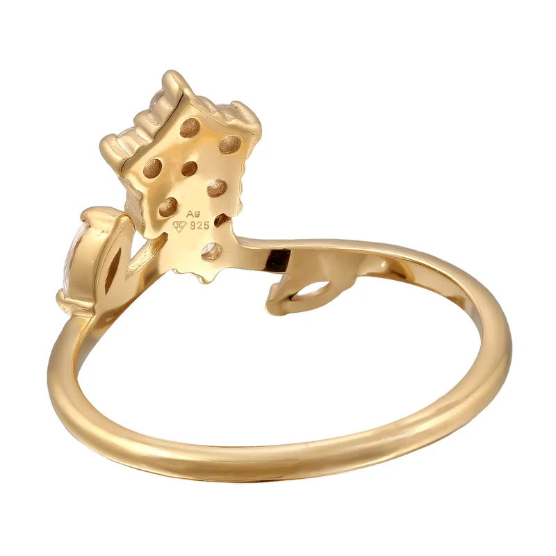 Statement Ring Blume | Zirkonia (Weiß)