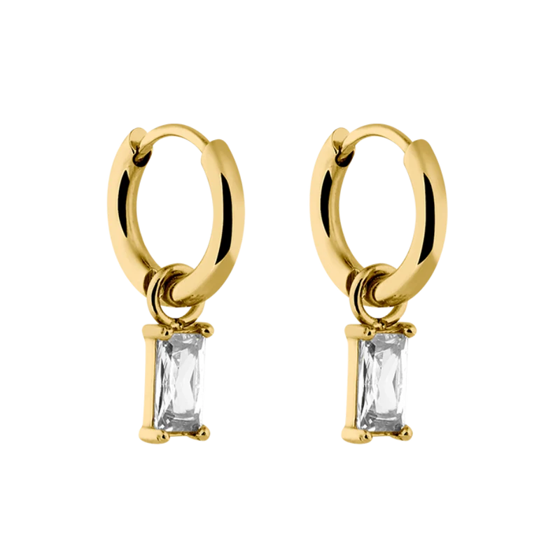 Calm Crystal Baguette Huggie Ohrringe 14K