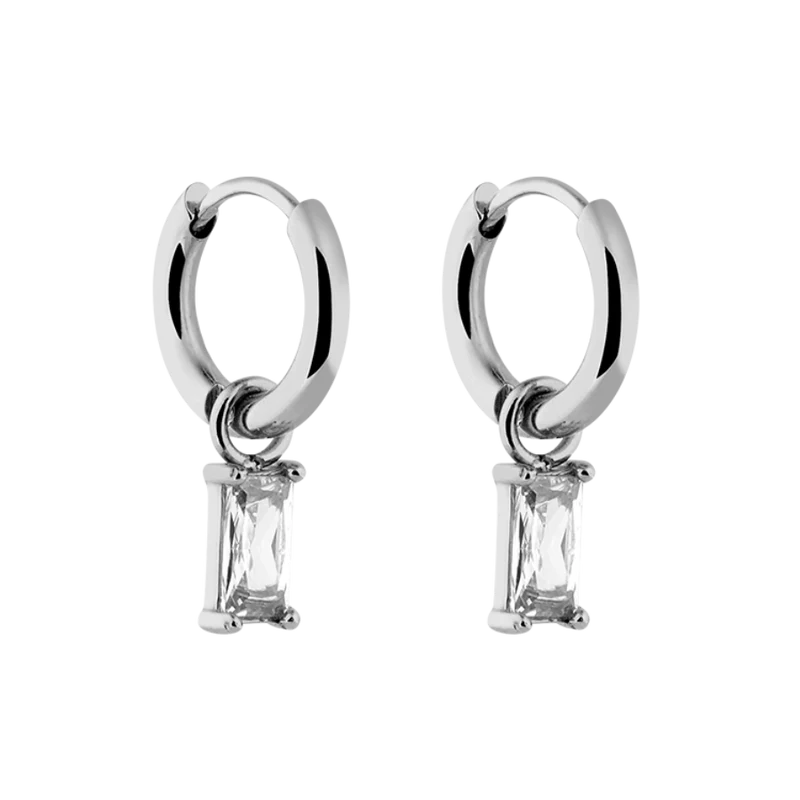Calm Crystal Baguette Huggie Ohrringe 14K