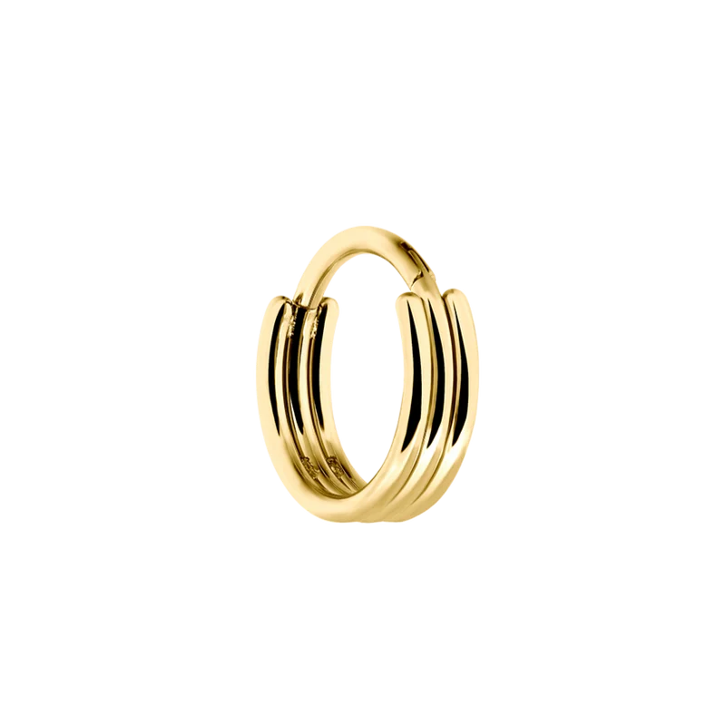 Triple Line Clicker Piercing Gold