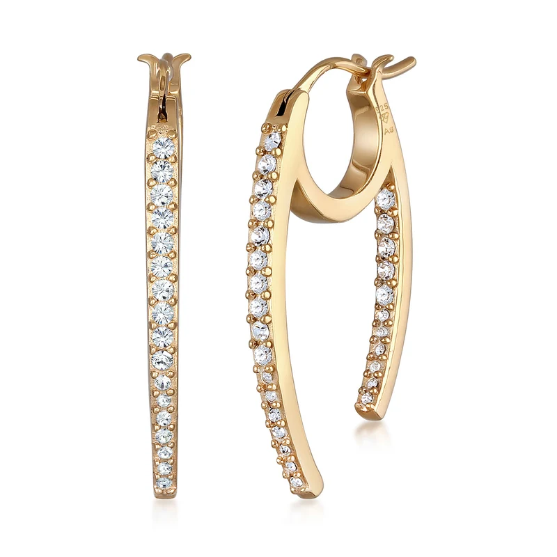 Creolen Oval Funkelnd | Mit Kristallen von Swarovski® (Weiß)