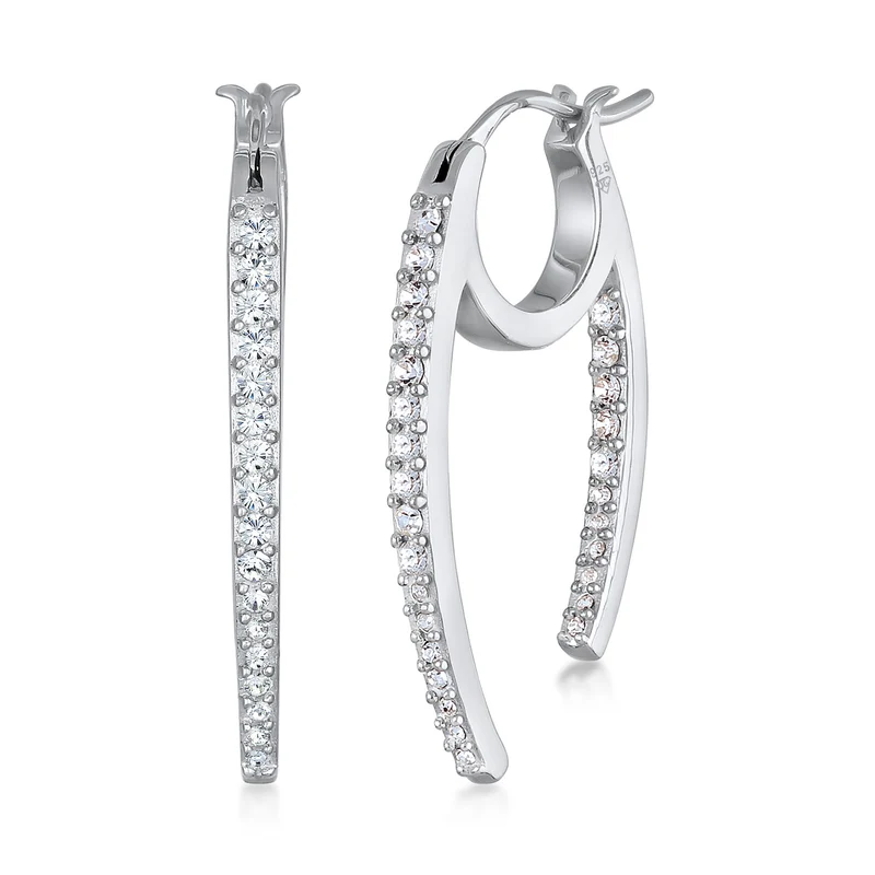 Creolen Oval Funkelnd | Mit Kristallen von Swarovski® (Weiß)