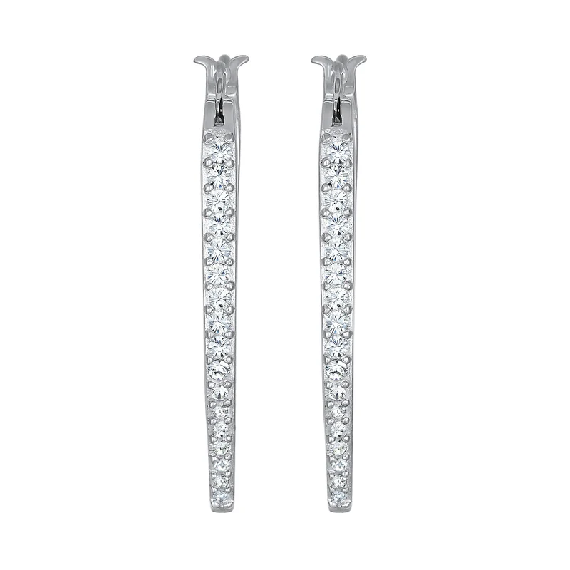 Creolen Oval Funkelnd | Mit Kristallen von Swarovski® (Weiß)