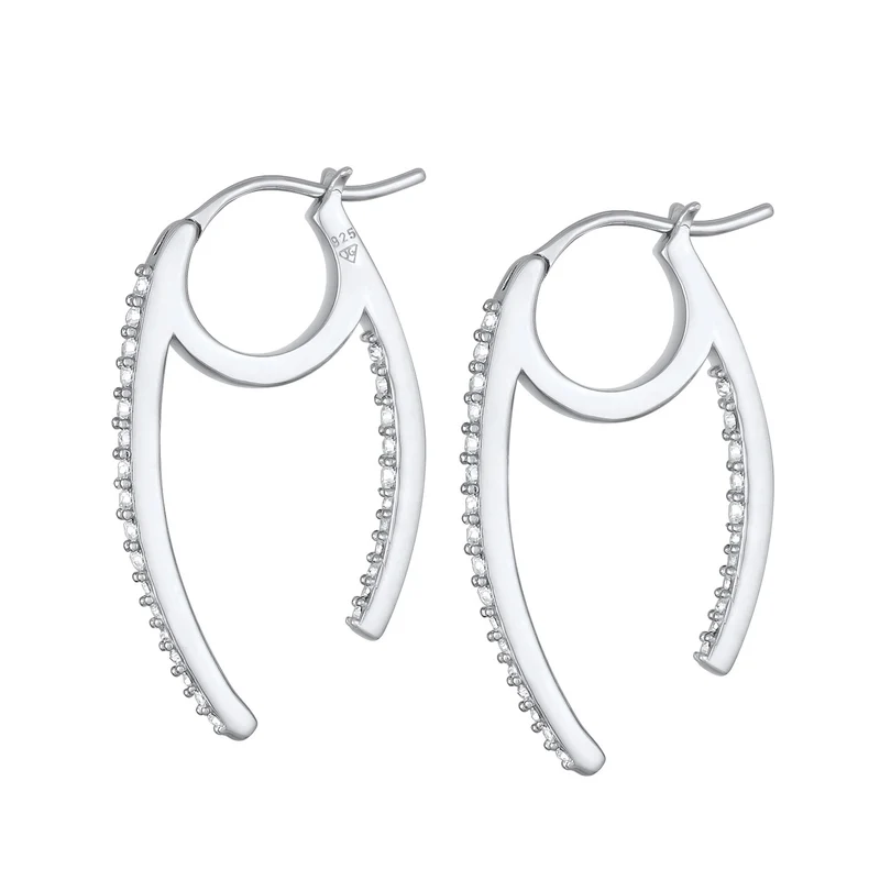 Creolen Oval Funkelnd | Mit Kristallen von Swarovski® (Weiß)