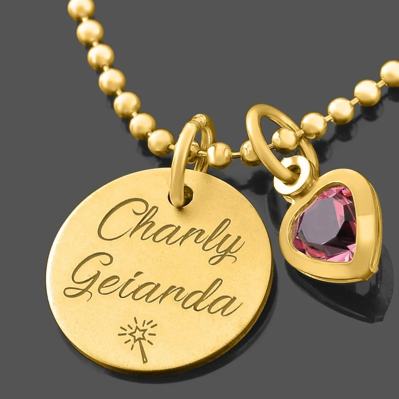 KINDERKETTE MÄDCHEN GOLD GESCHENK ZUM GEBURTSTAG HERZ ROSA GOLDKETTE KIND