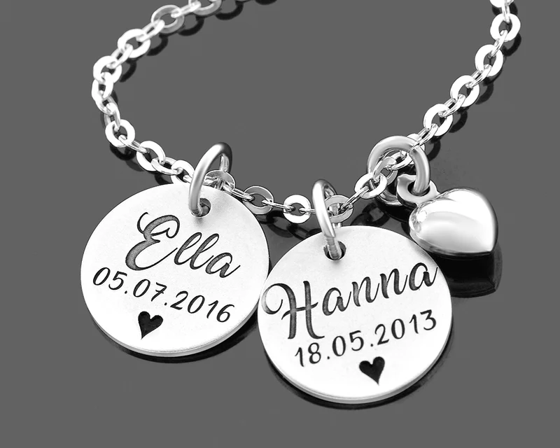 FAMILIENKETTE DAMEN KETTE MIT NAMEN SILBERSCHMUCK 925 SILBER HALSKETTE MUTTER MAMA OMA